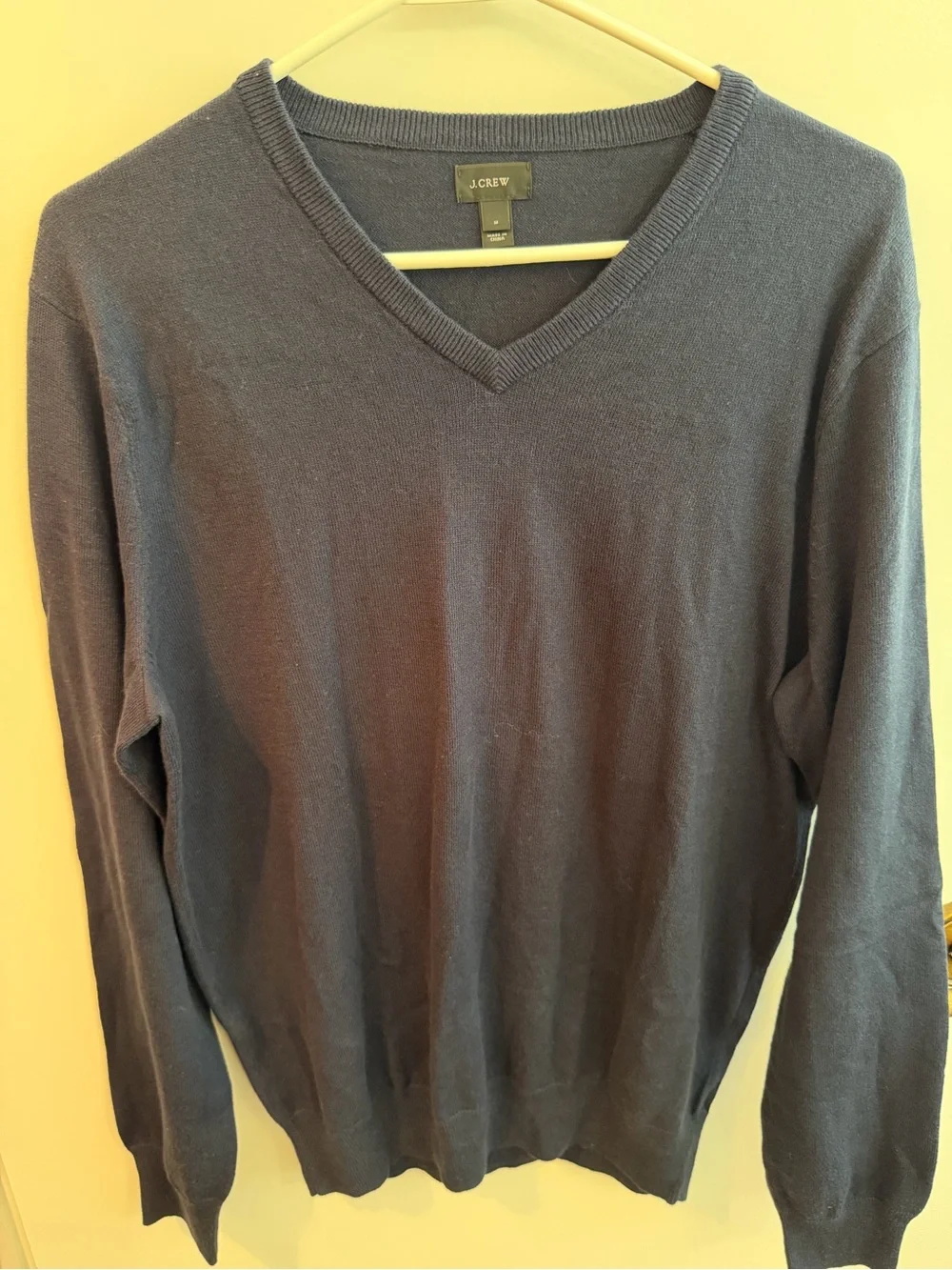 J.Crew Men’s Cotton Cashmere V-Neck Sweater Navy Blue Medium